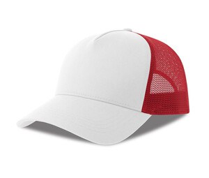 ATLANTIS HEADWEAR AT228 - 5-panel cotton trucker-style cap White/Red