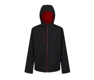 REGATTA RGA705 - NAVIGATE 2 LAYER HOODED SOFTSHELL JACKET Black / Classic Red