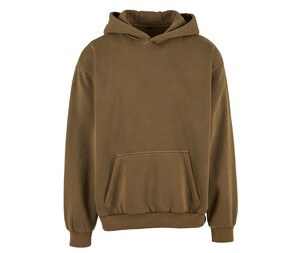 BUILD YOUR BRAND BY294 - STONEWASH HEAVY HOODIE Warm Khaki